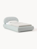 Alba Bouclé-Upholstered Single Bed — Light Grey