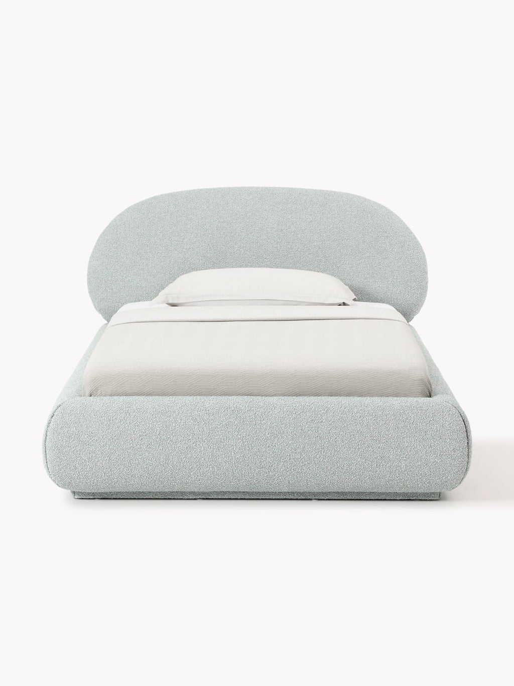 Alba Bouclé-Upholstered Single Bed — Light Grey