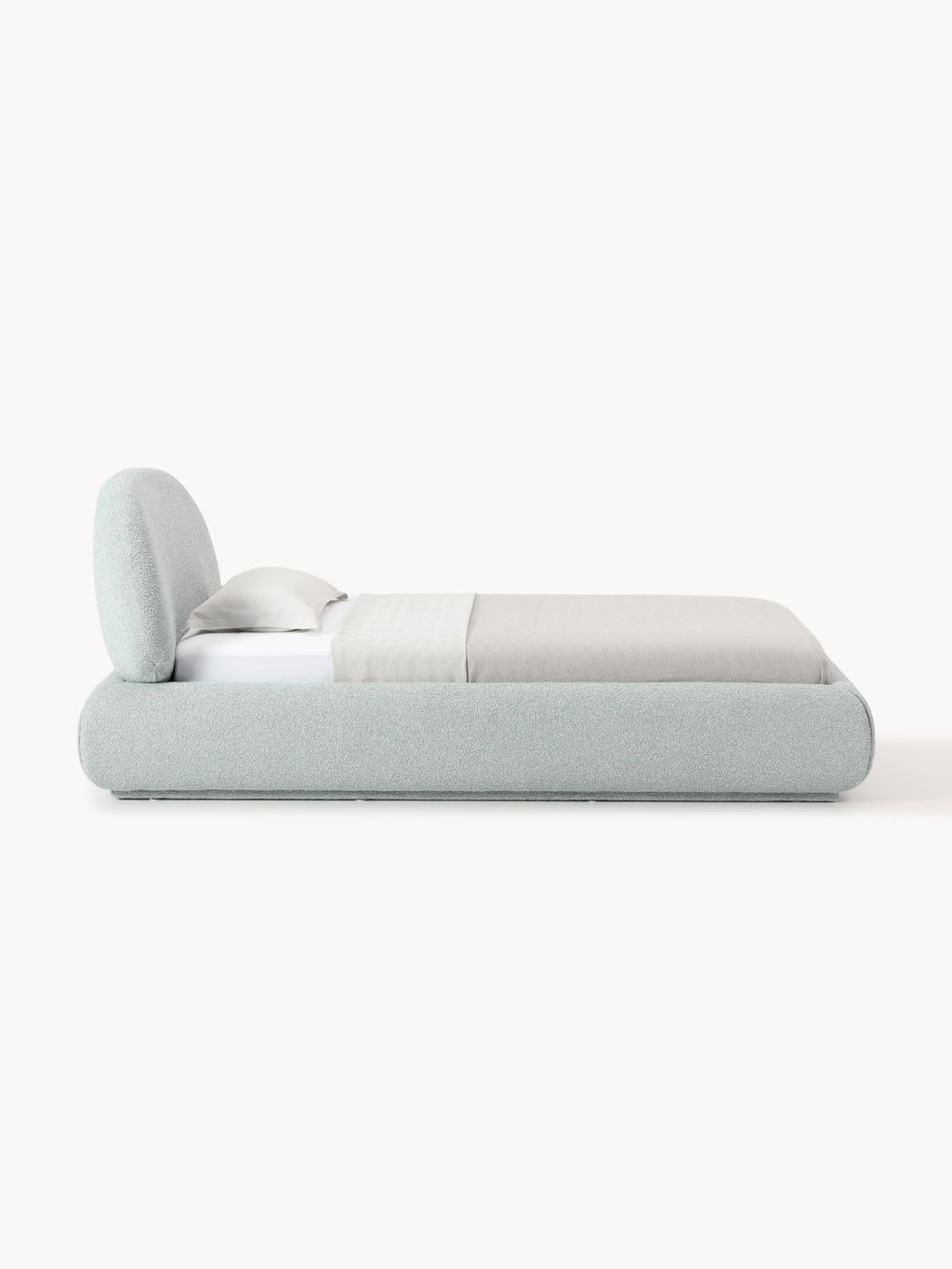 Alba Bouclé-Upholstered Single Bed — Light Grey