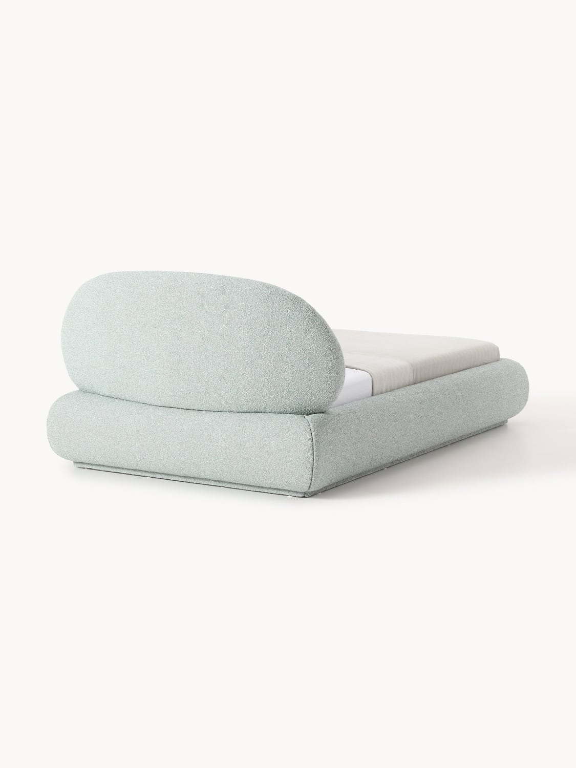 Alba Bouclé-Upholstered Single Bed — Light Grey