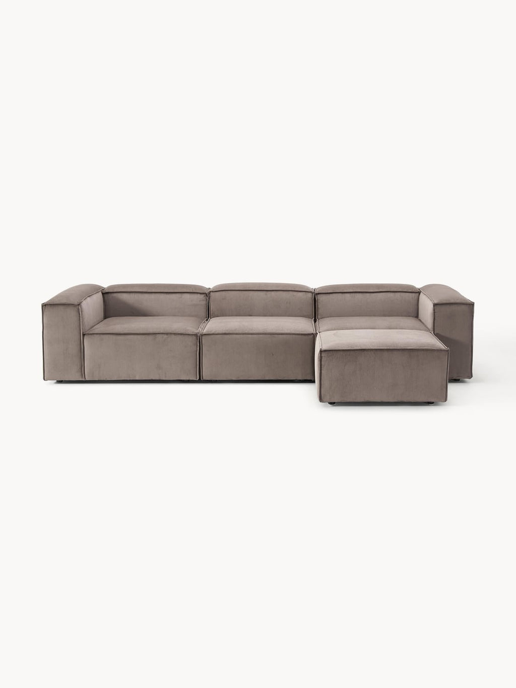 Lennon Modular Sofa (4-seater) in Corduroy with Ottoman (left/right) — Mushroom