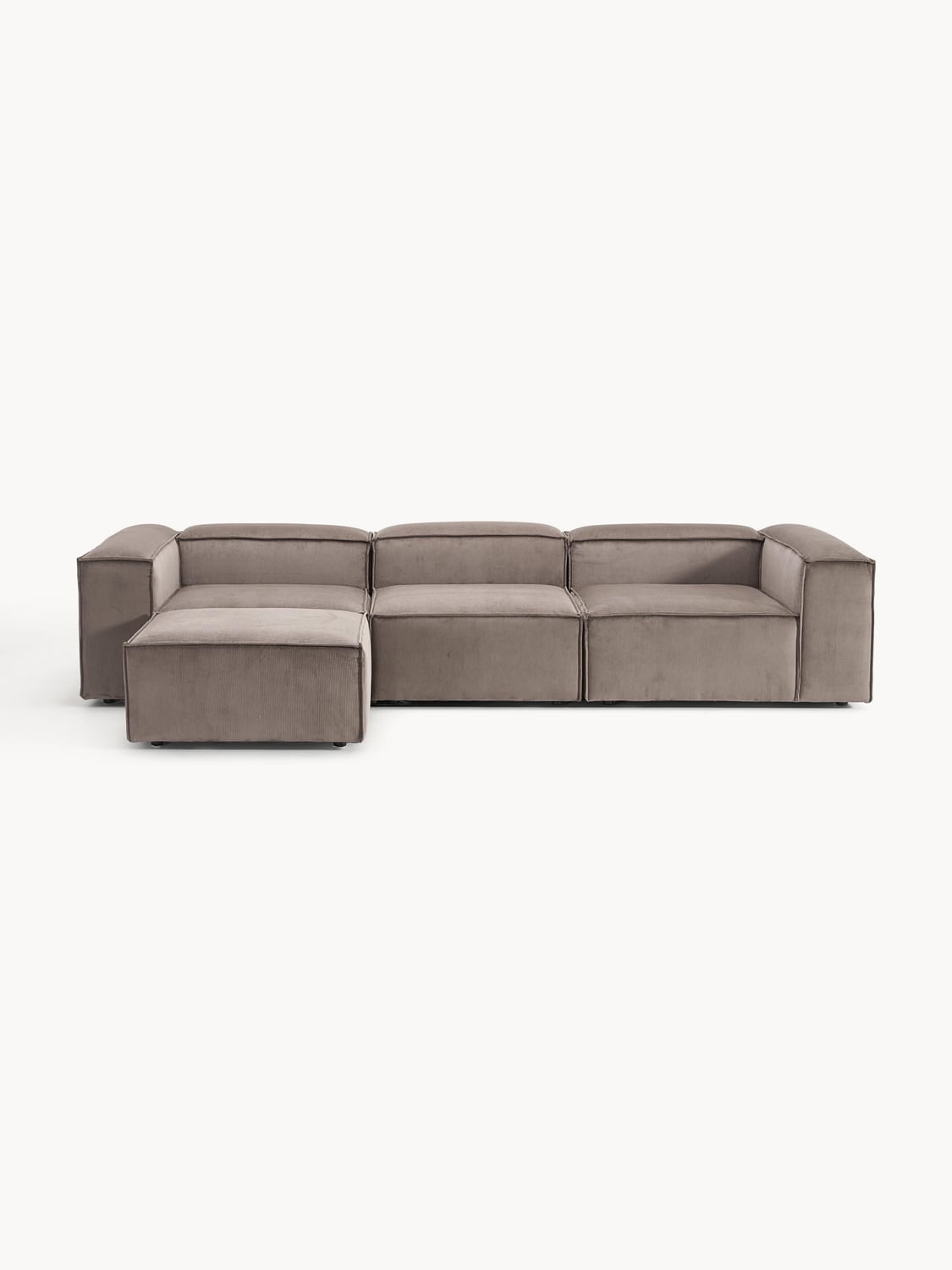 Lennon Modular Sofa (4-seater) in Corduroy with Ottoman (left/right) — Mushroom