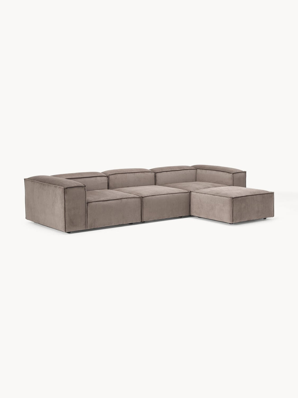 Lennon Modular Sofa (4-seater) in Corduroy with Ottoman (left/right) — Mushroom