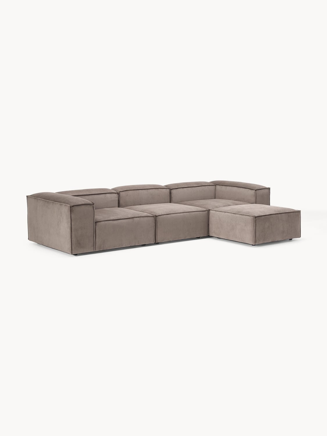 Lennon Modular Sofa (4-seater) in Corduroy with Ottoman (left/right) — Mushroom