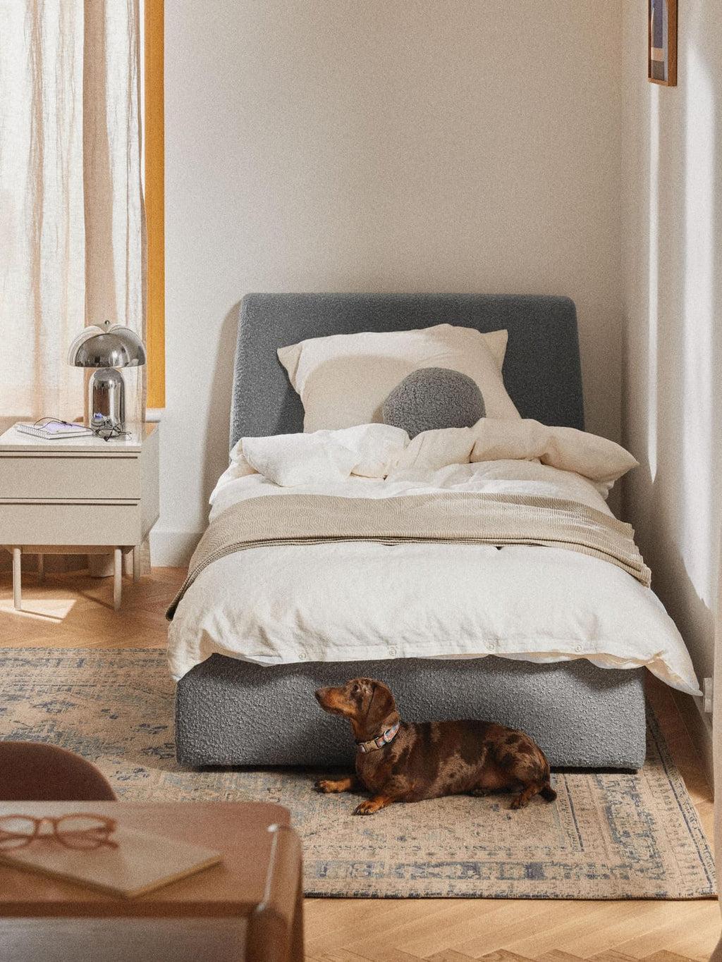 Cloud Bouclé-Single Bed — Oatmeal