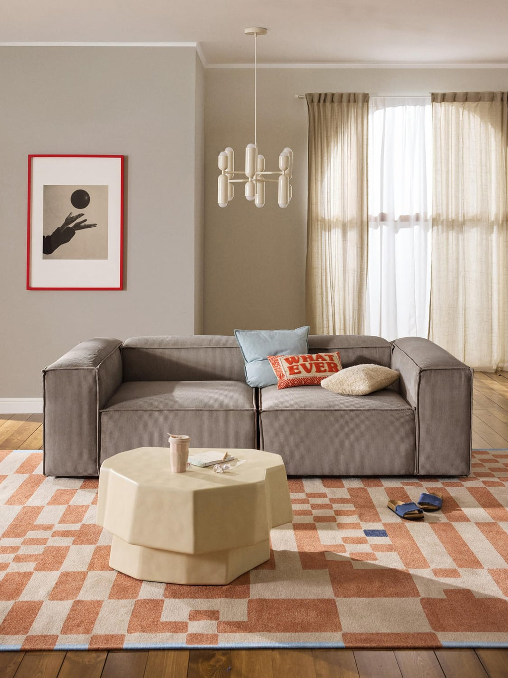 Lennon Modular Sofa (3-seater) in Corduroy — Mushroom