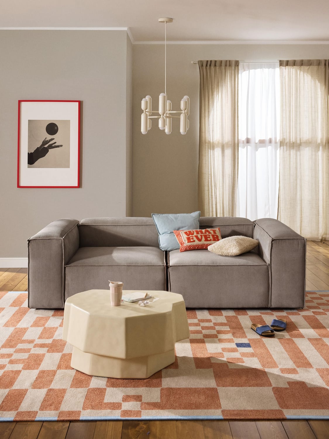 Lennon Modular Sofa (3-seater) in Corduroy — Mushroom