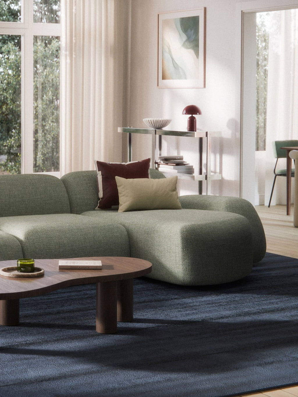 Wolke Bouclé-Chaise-Corner Module — Oatmeal