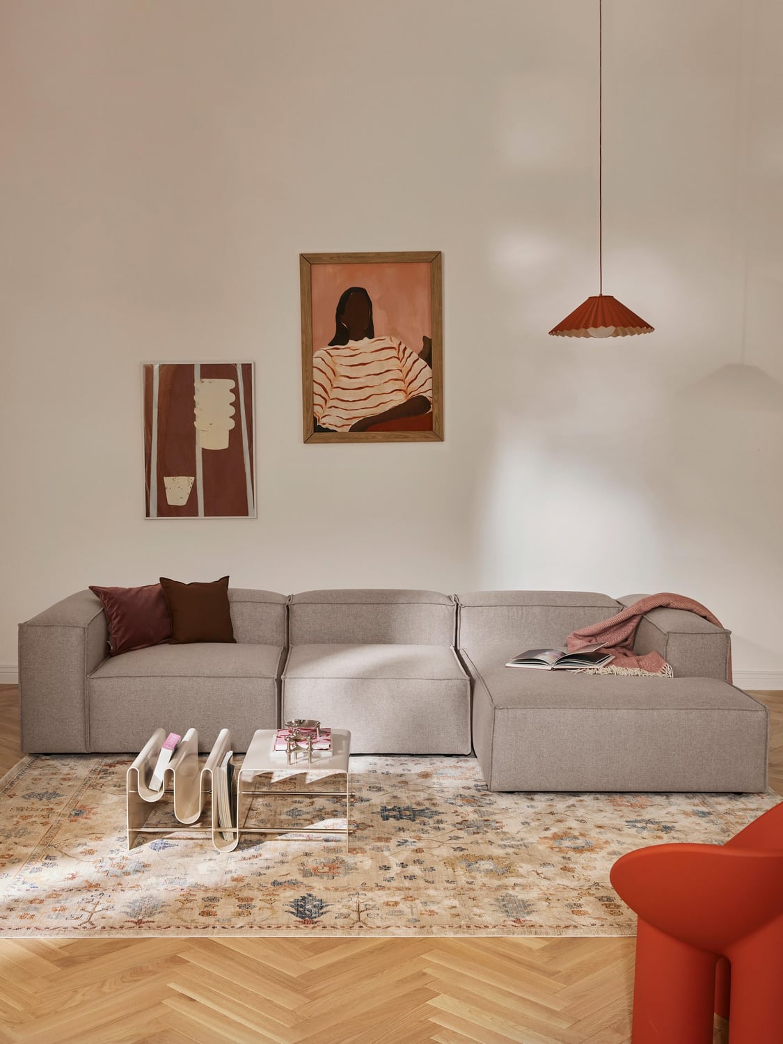 Lennon Ottoman Corner Module — Warm Grey