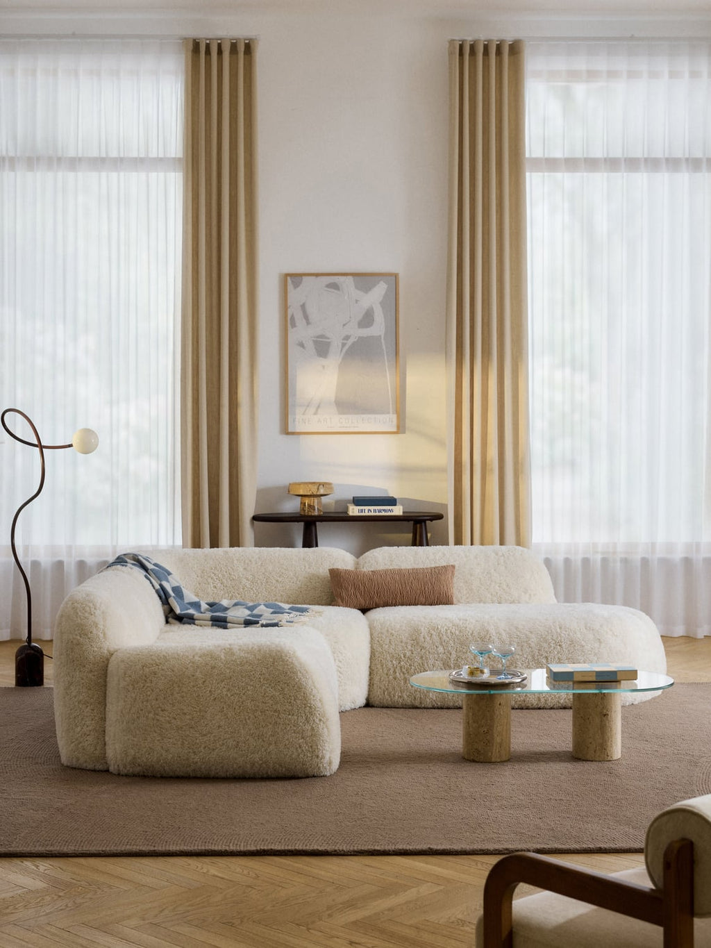 Wolke Modular Teddy-Corner Sofa (4-seater) with Chaise Longue — Off-White