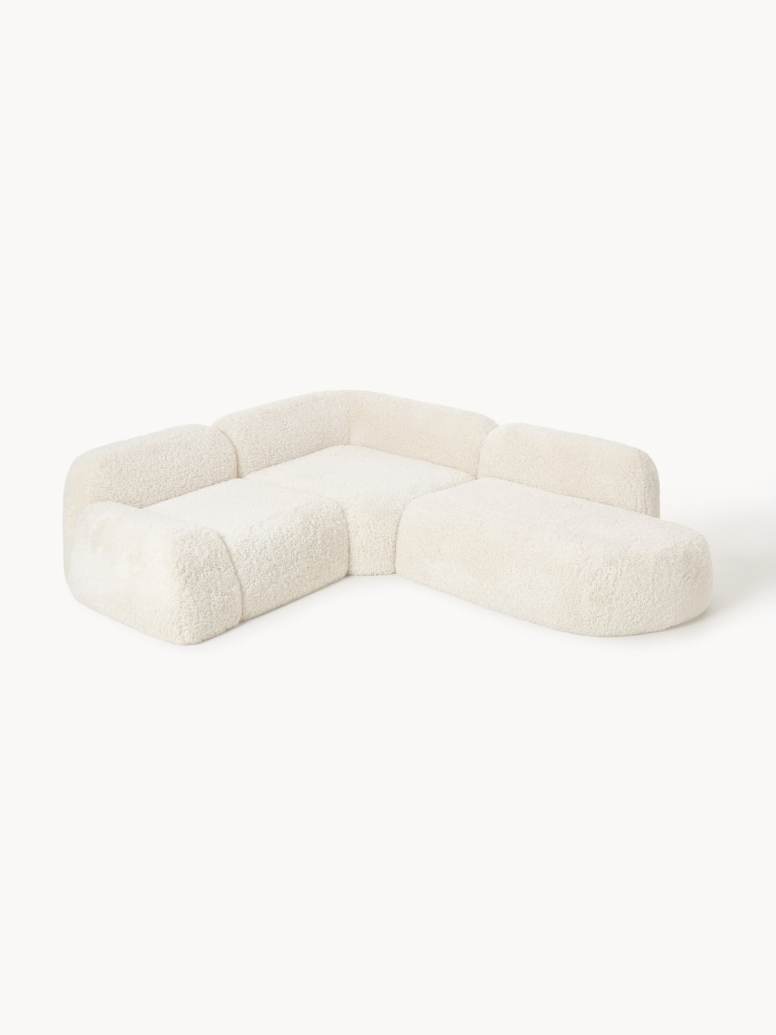 Wolke Modular Teddy-Corner Sofa (4-seater) with Chaise Longue — Off-White