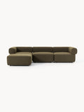 Anton Modular Bouclé Sofa (4-seater) with Ottoman (left/right) — Brown