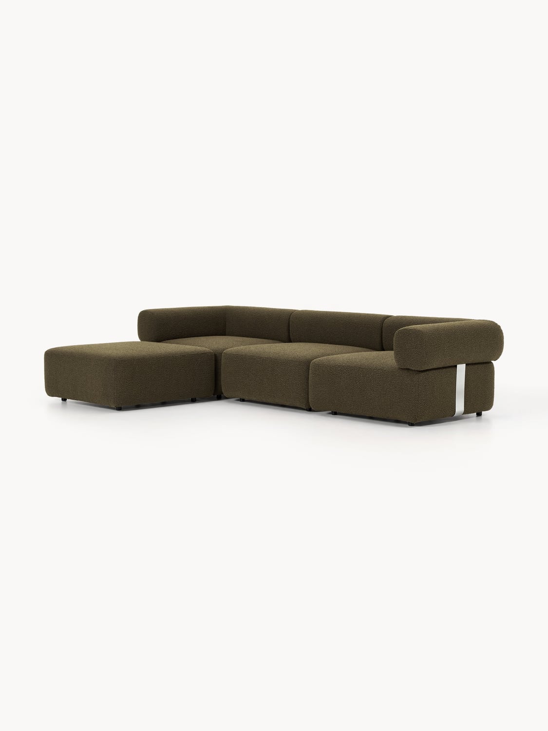 Anton Modular Bouclé Sofa (4-seater) with Ottoman (left/right) — Brown