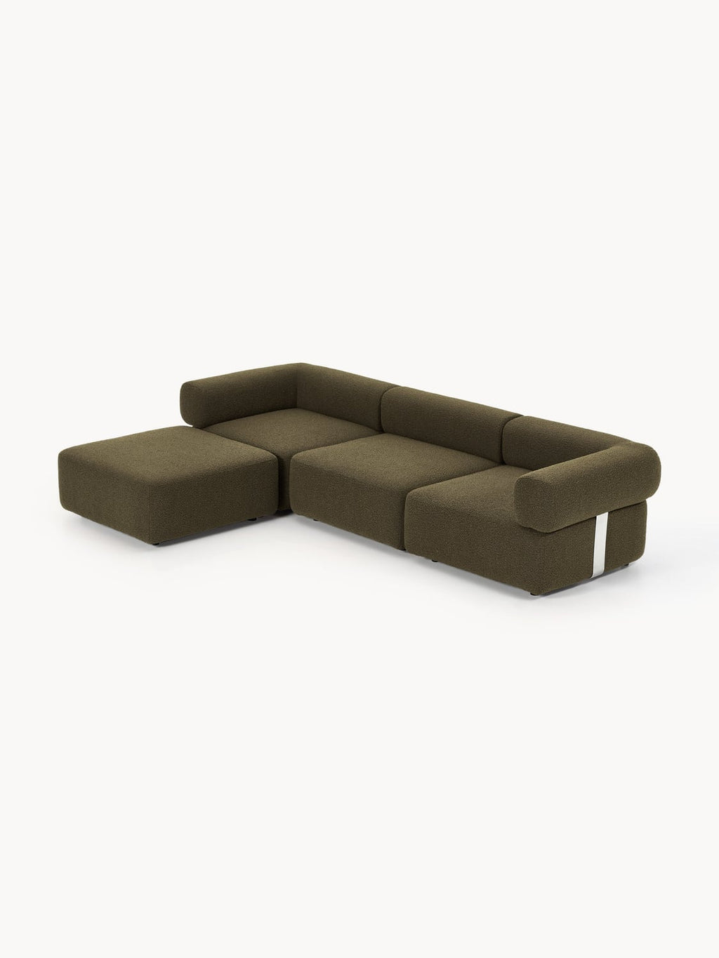 Anton Modular Bouclé Sofa (4-seater) with Ottoman (left/right) — Brown