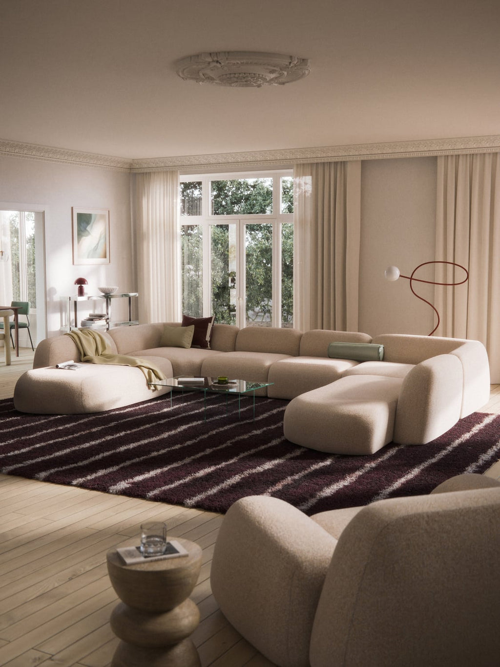 Wolke Modular Bouclé XL Sofa — Rose
