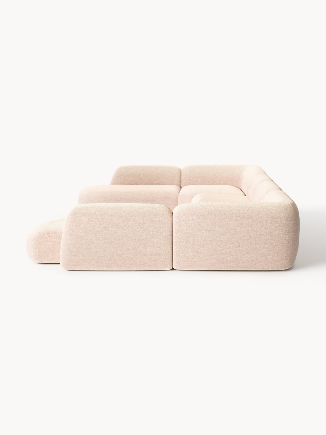 Wolke Modular Bouclé XL Sofa — Rose