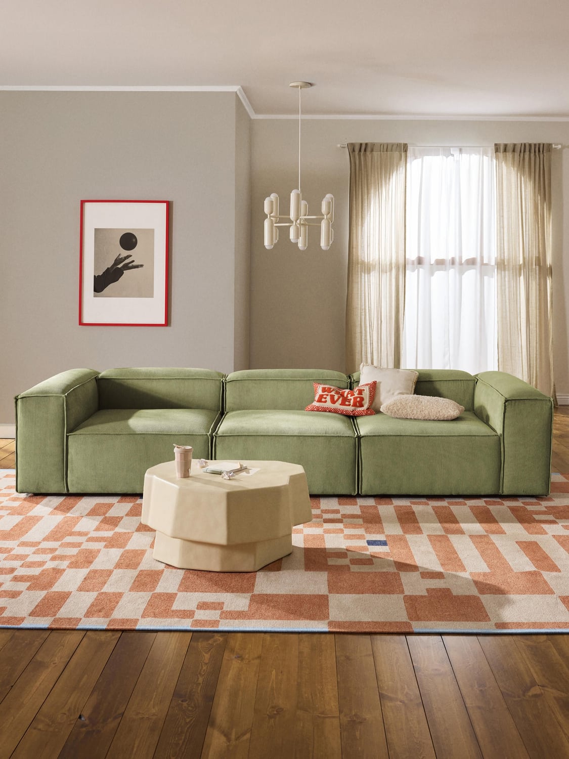 Lennon Modular Sofa (4-seater) in Corduroy — Mushroom