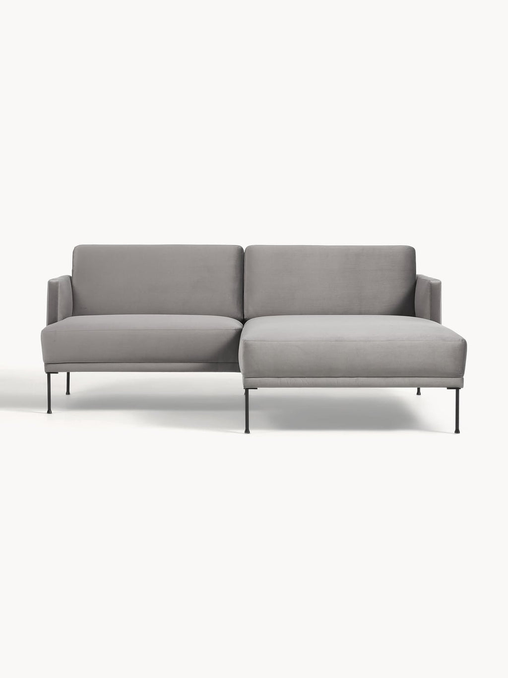 Fluente Small Velvet-Corner Sofa — Grey