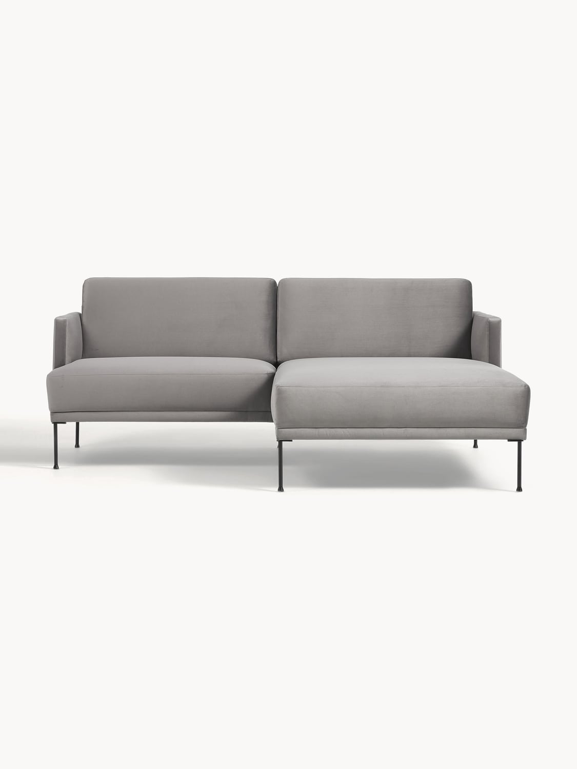 Fluente Small Velvet-Corner Sofa — Grey