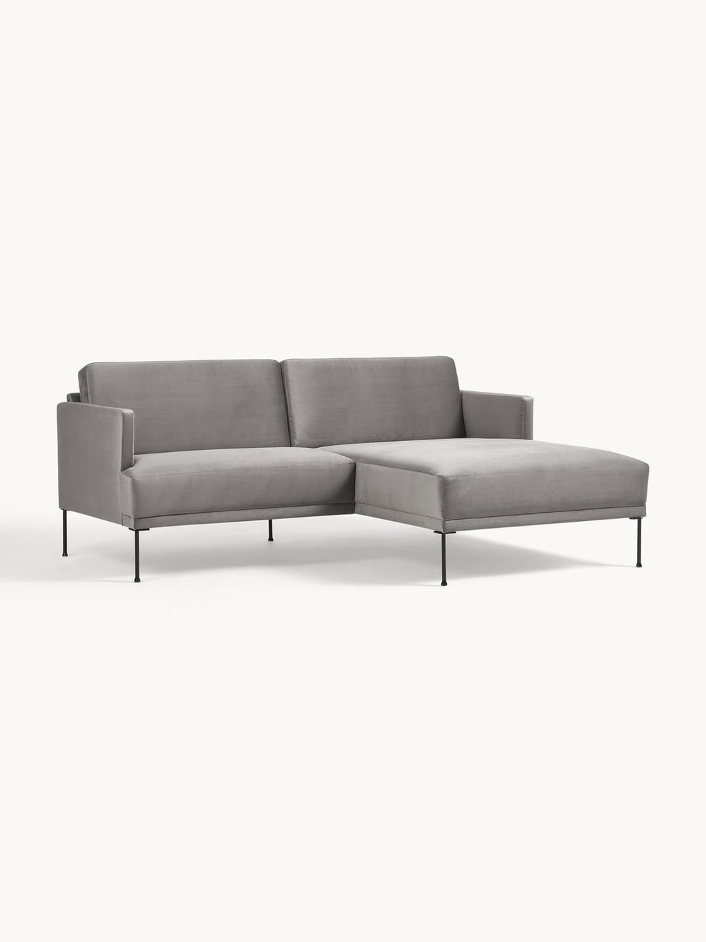 Fluente Small Velvet-Corner Sofa — Grey