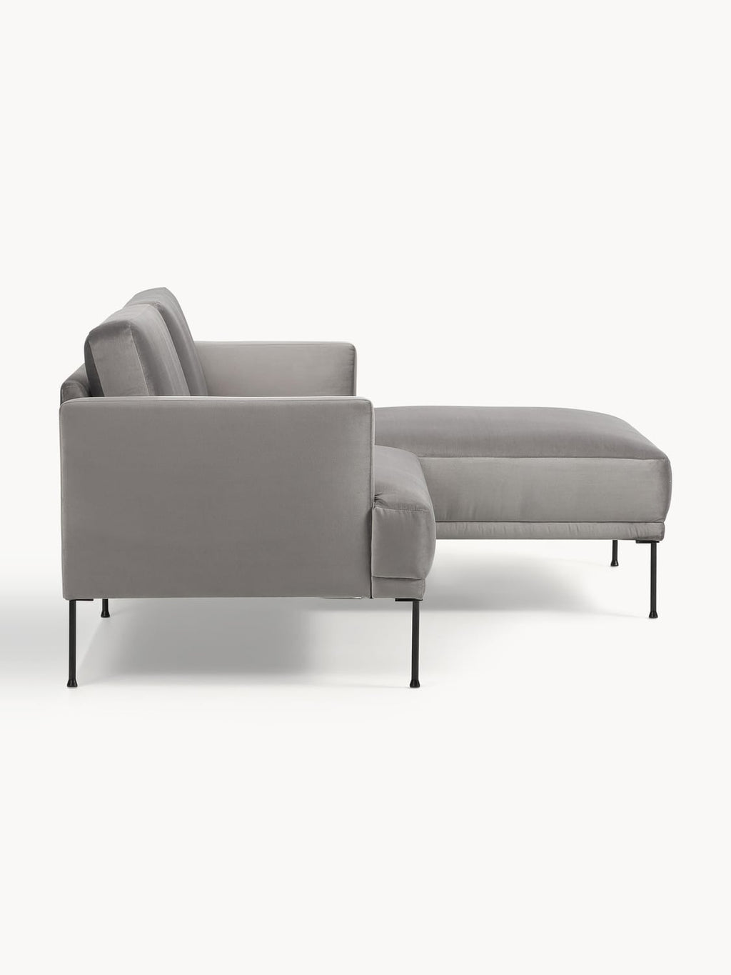 Fluente Small Velvet-Corner Sofa — Grey