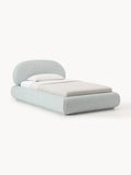 Alba Bouclé-Upholstered Single Bed with Storage — Light Grey