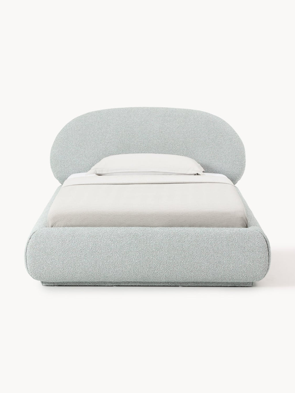 Alba Bouclé-Upholstered Single Bed with Storage — Light Grey