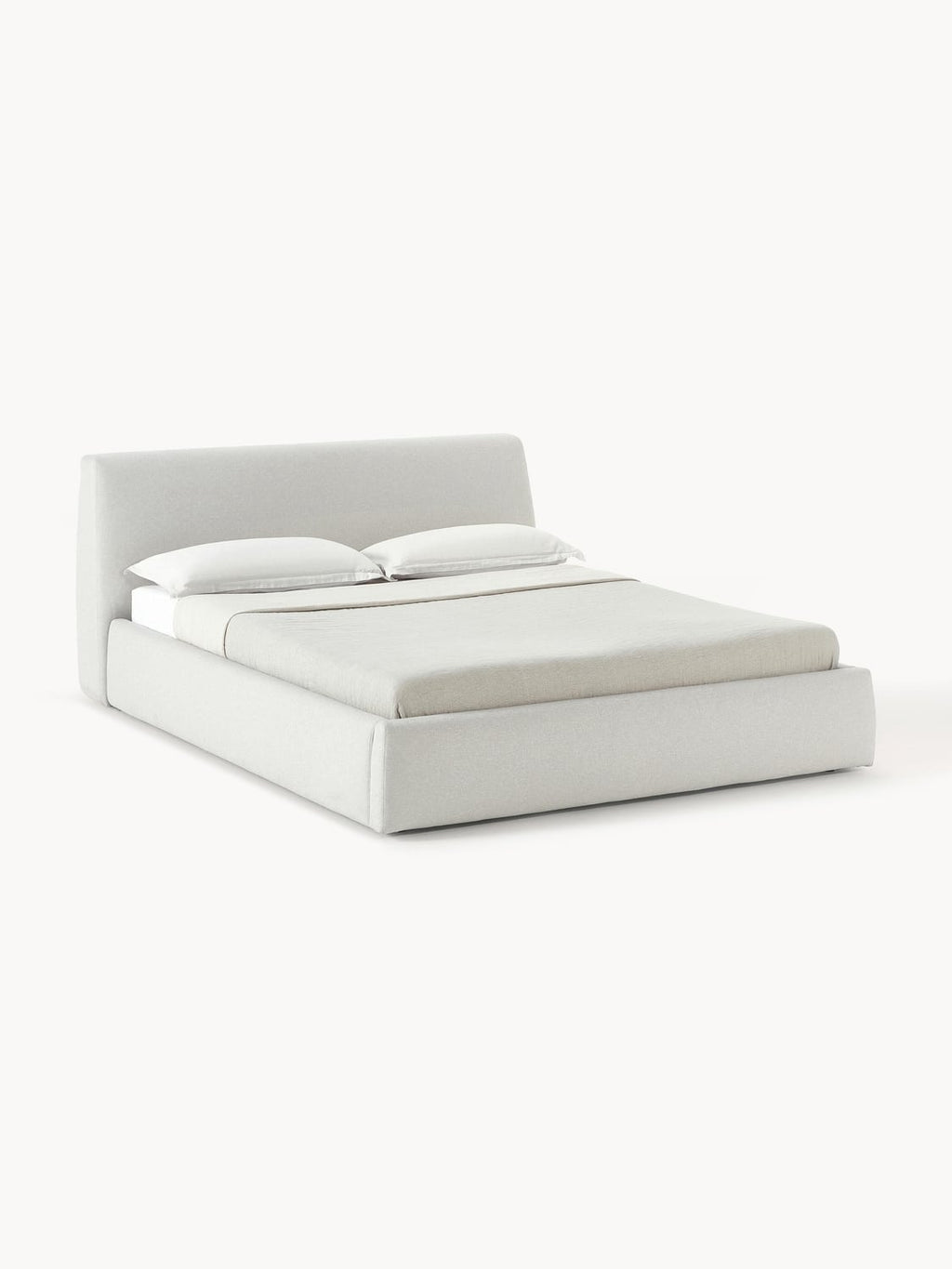 Cloud Upholstered Bed with Storage — Pearl Grey