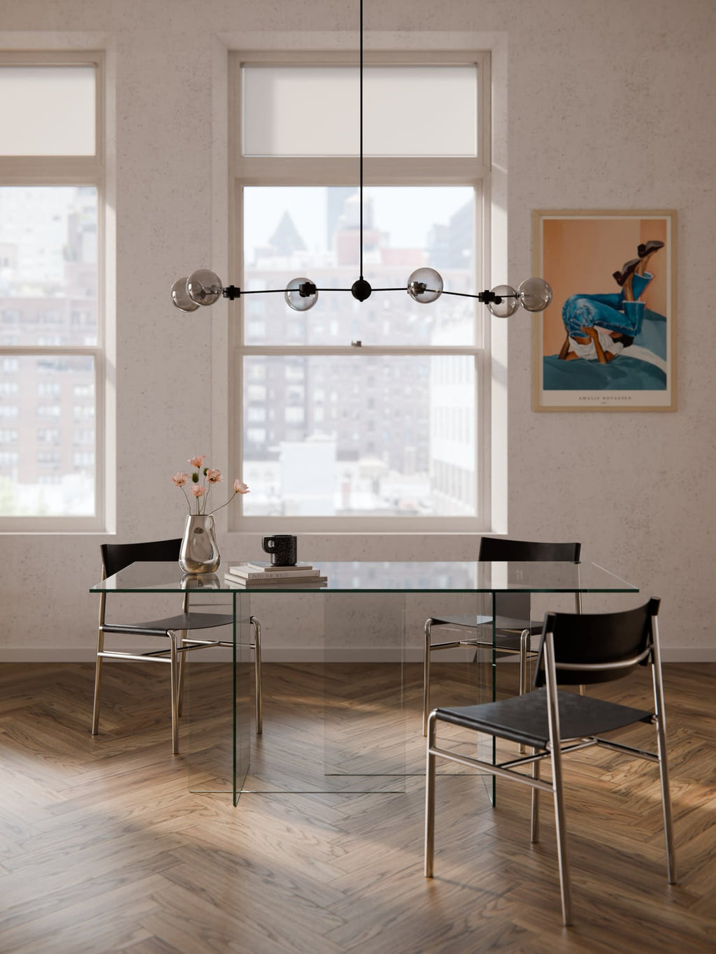 Anouk Dining Table in Glass, 180 x 90 cm — Off-White
