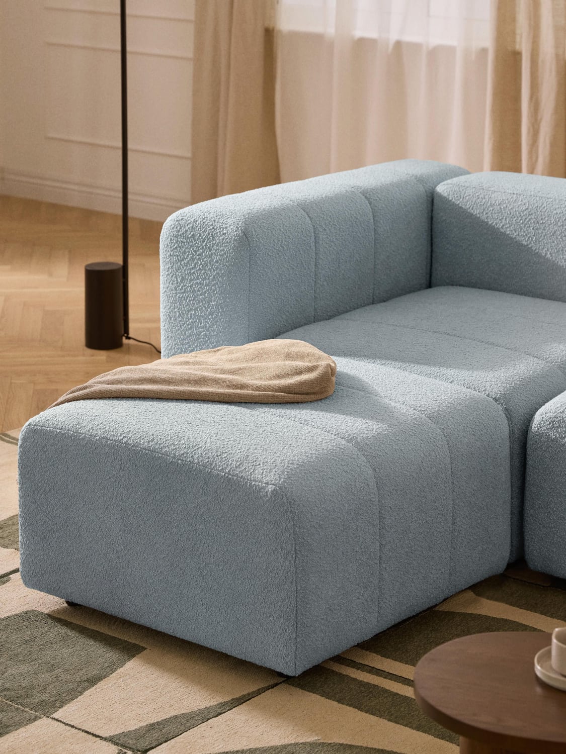 Lena Bouclé Sofa Ottoman — Lilac