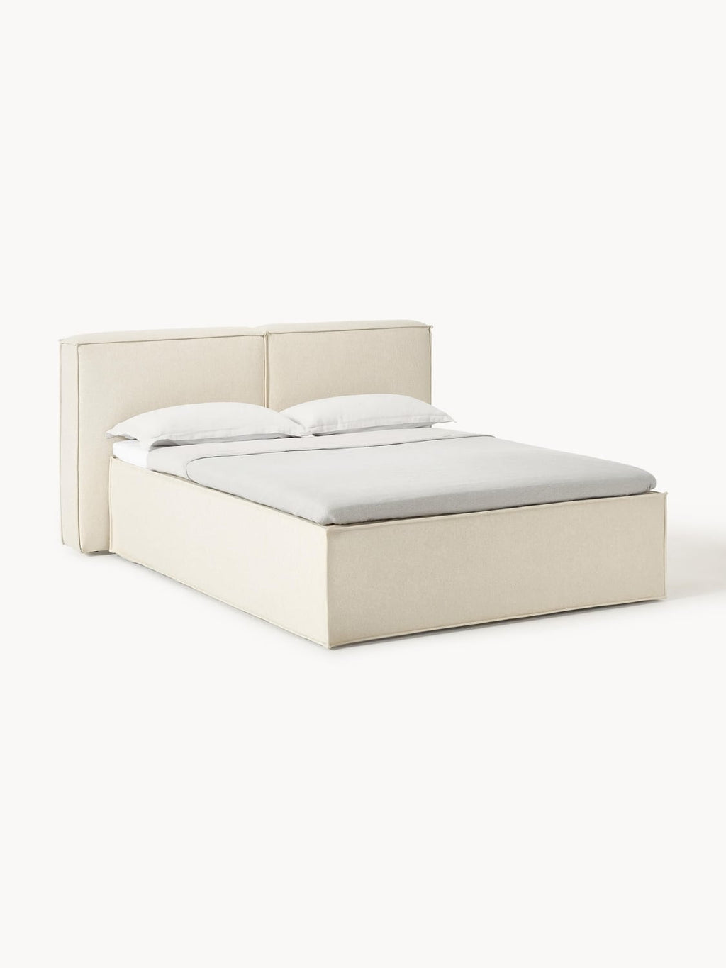 Lennon Box-Spring Bed — Light Grey