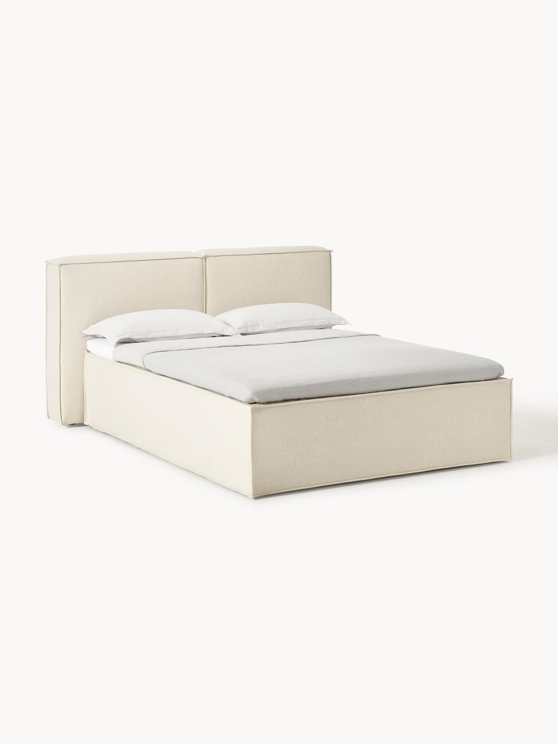 Lennon Box-Spring Bed — Light Grey