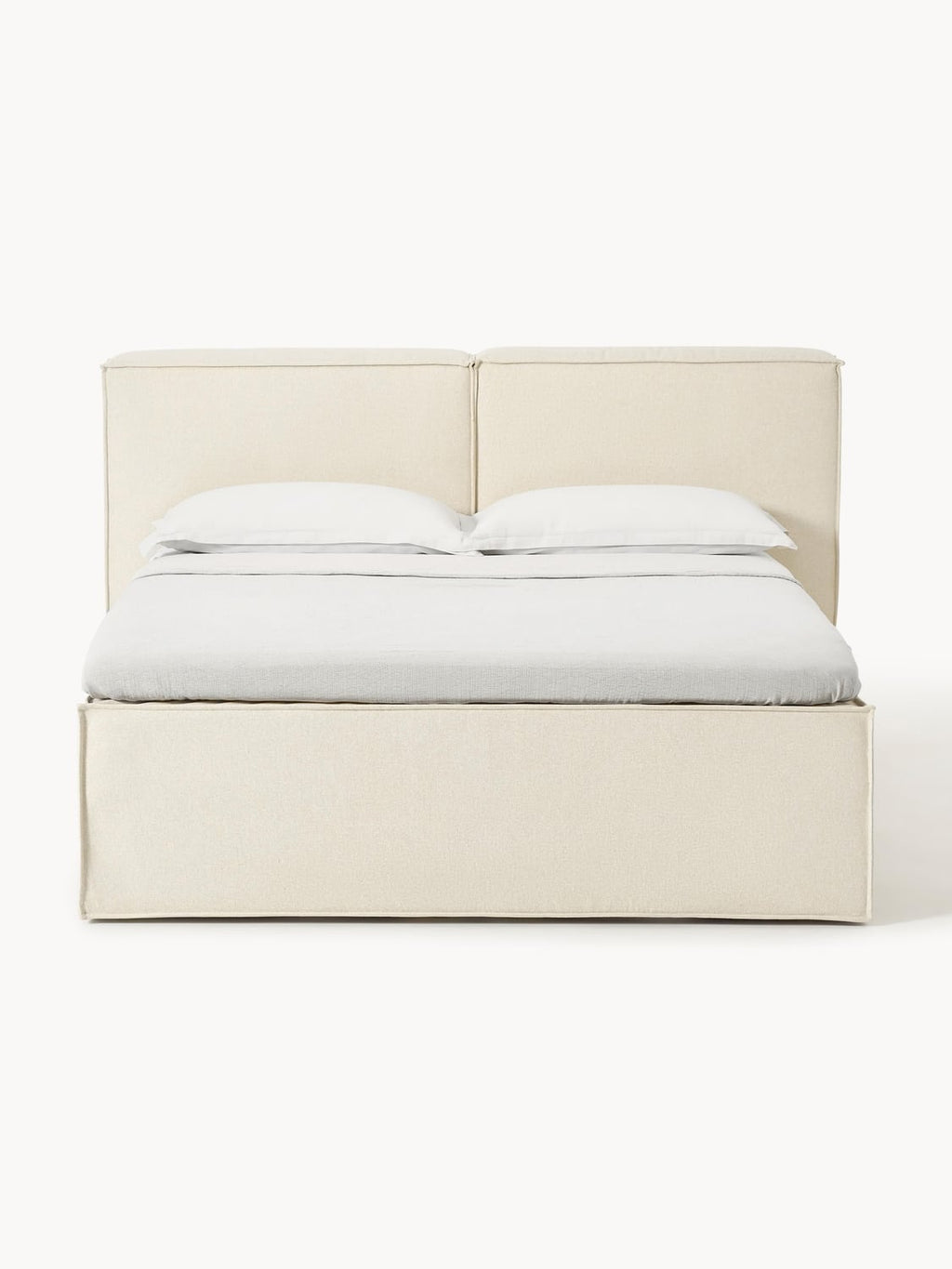 Lennon Box-Spring Bed — Light Grey