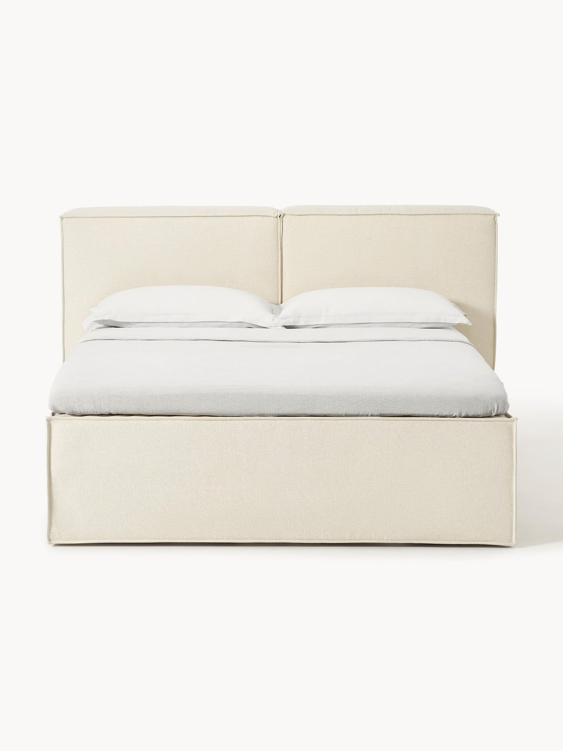 Lennon Box-Spring Bed — Light Grey