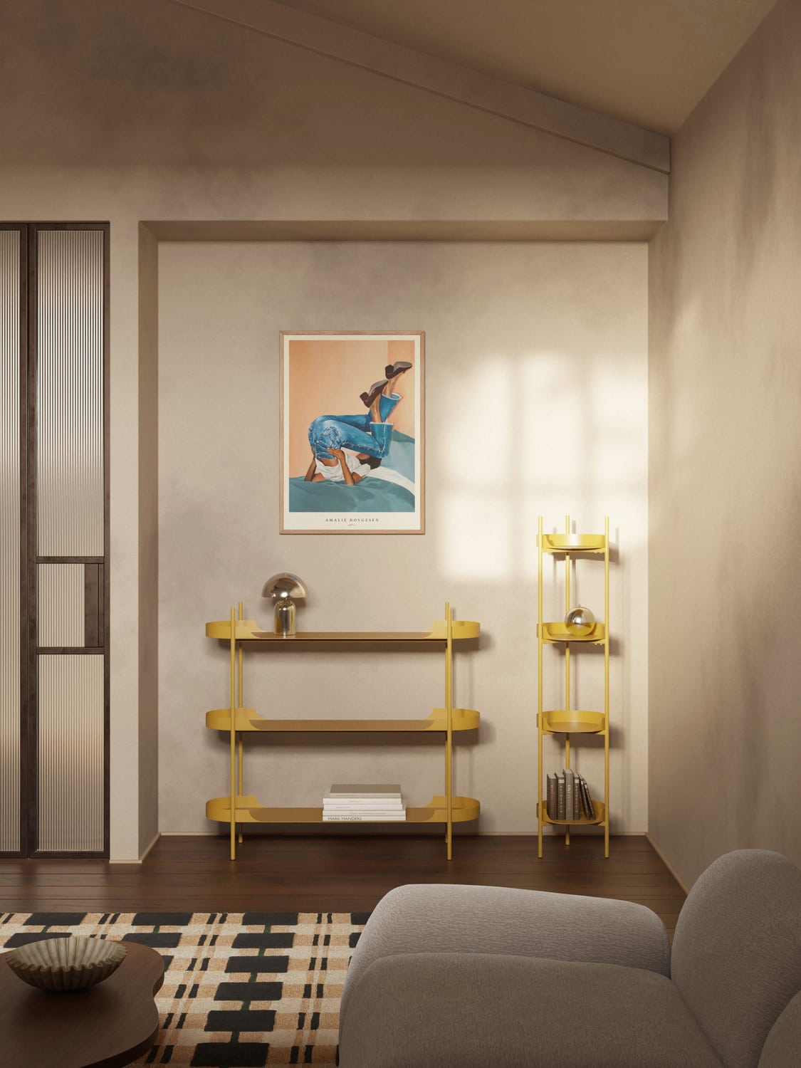 Taru Metal-Shelving Unit — Beige