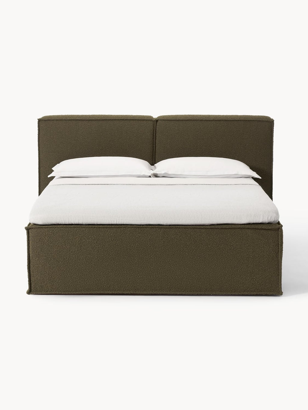 Lennon Bouclé-Box-Spring Bed — Taupe