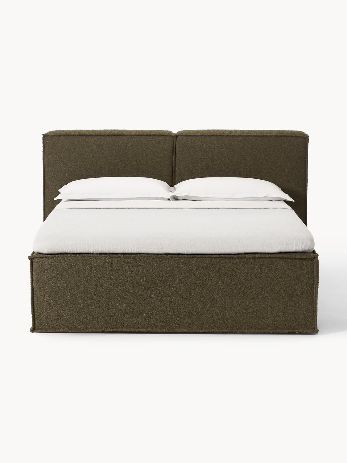 Lennon Bouclé-Box-Spring Bed — Taupe