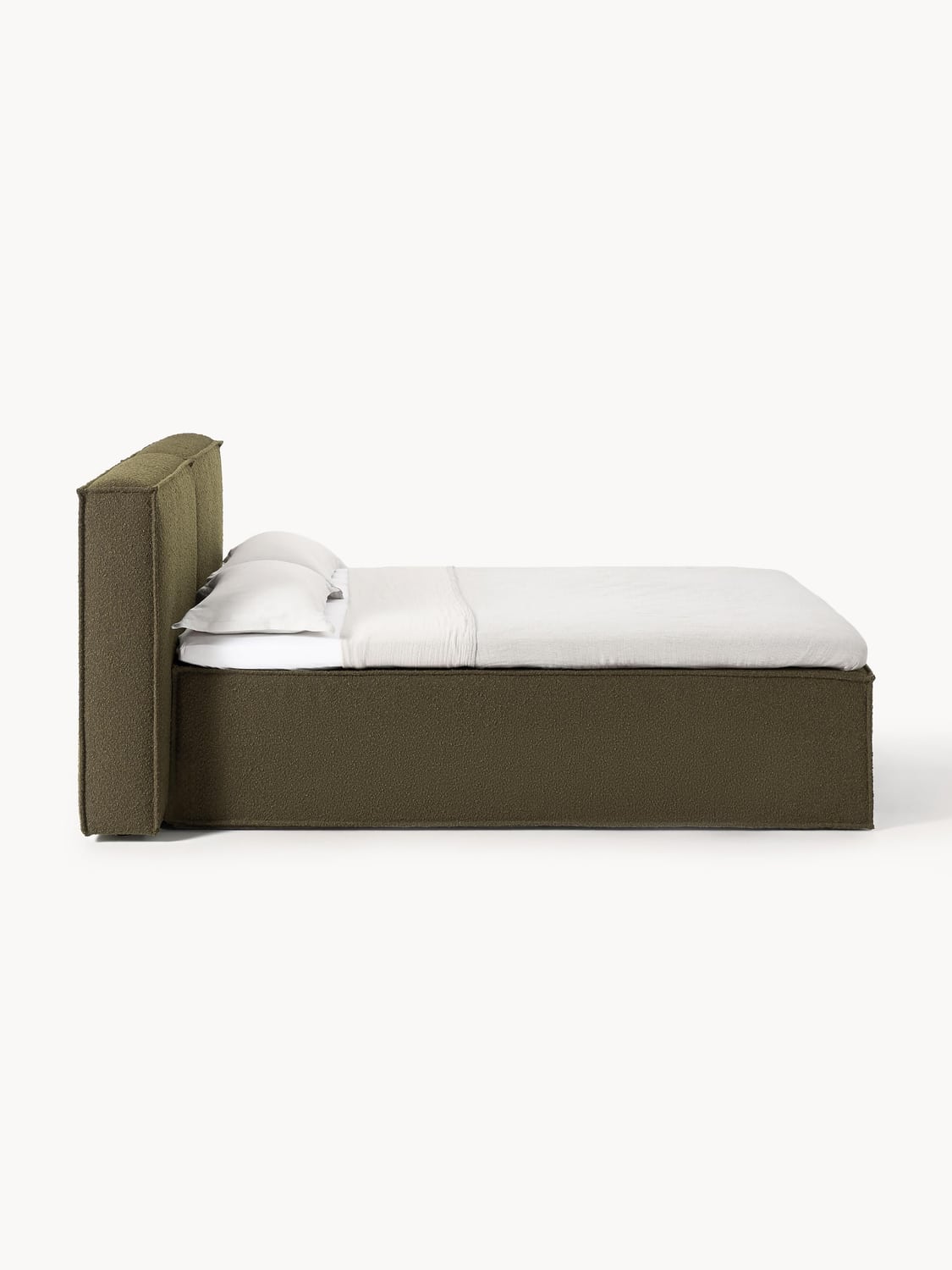 Lennon Bouclé-Box-Spring Bed — Taupe