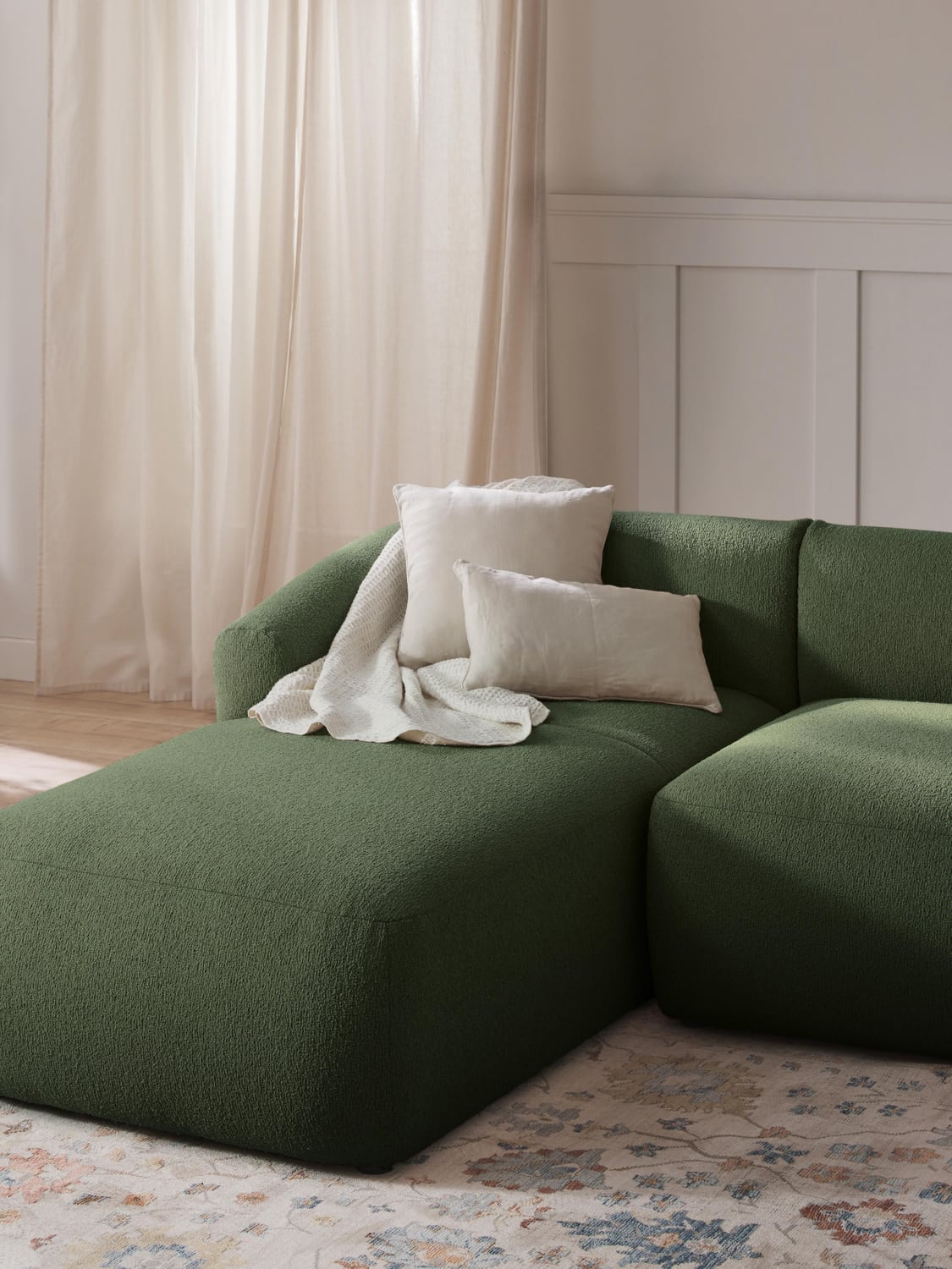 Sofia Bouclé-Chaise-Corner Module — Green