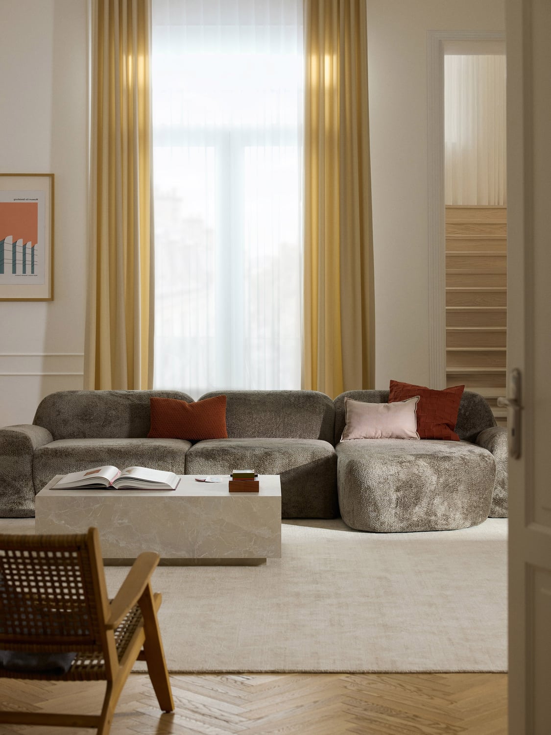 Wolke Modular Teddy Bouclé Corner Sofa (4-seater) — Mushroom