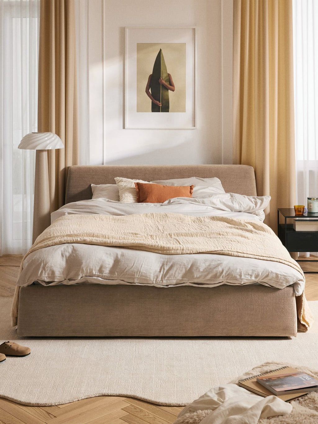 Cloud Upholstered Bed — Sand