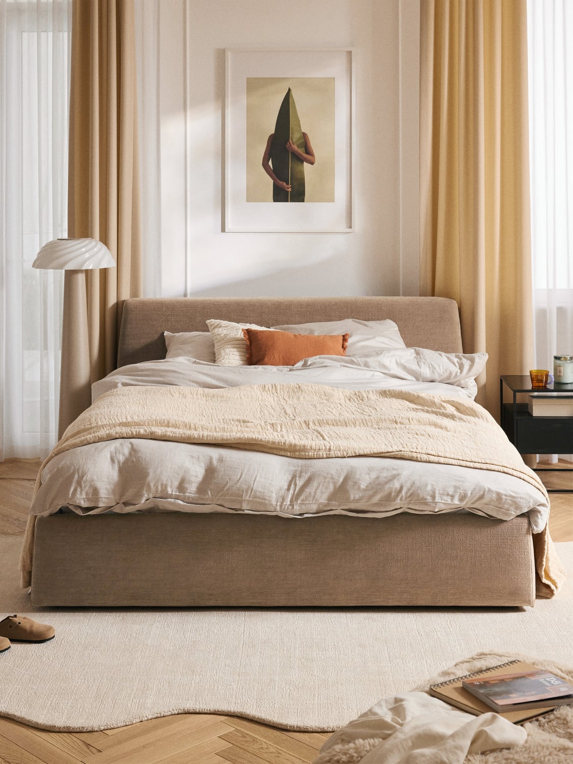 Cloud Upholstered Bed — Sand