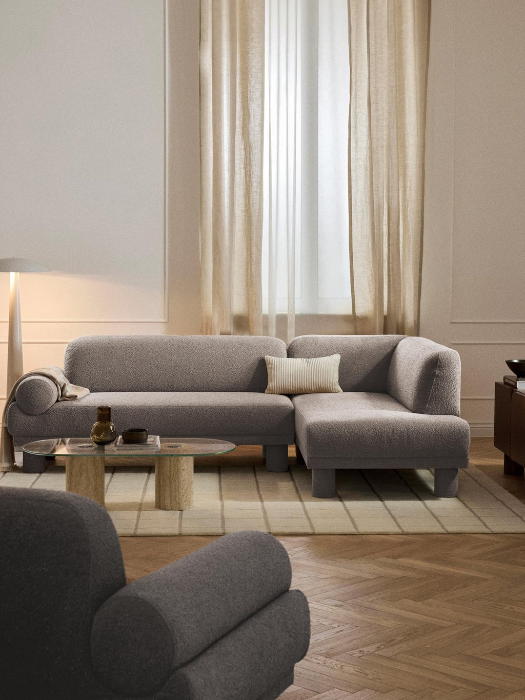 Lilo Bouclé Corner Sofa — Grey
