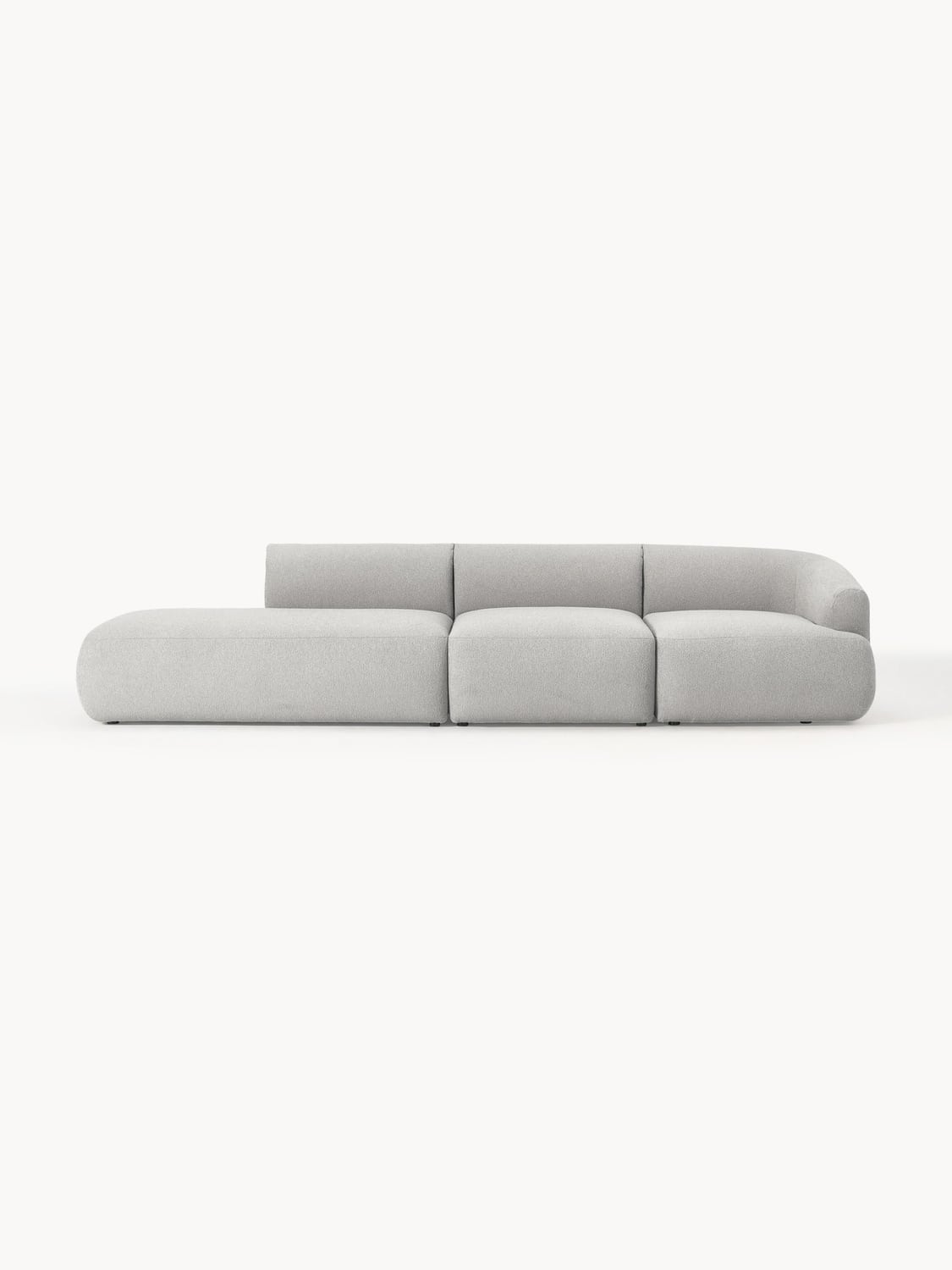 Sofia Modular Bouclé-Chaise (2-seater) — Light Grey