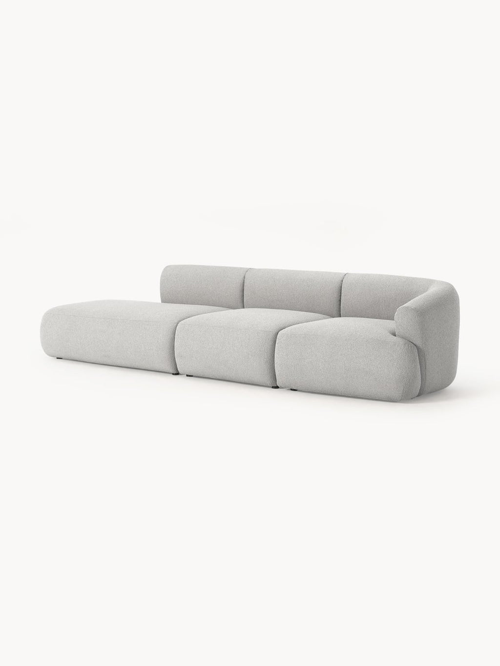 Sofia Modular Bouclé-Chaise (2-seater) — Light Grey