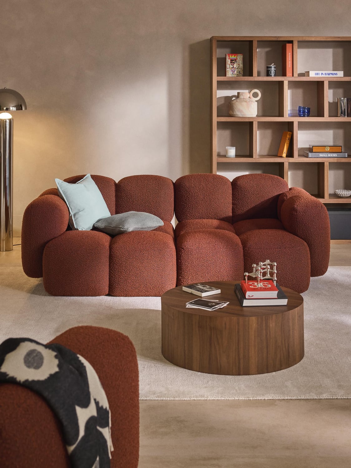 Tayla Modular Sofa (3-seater) in Bouclé — Burgundy