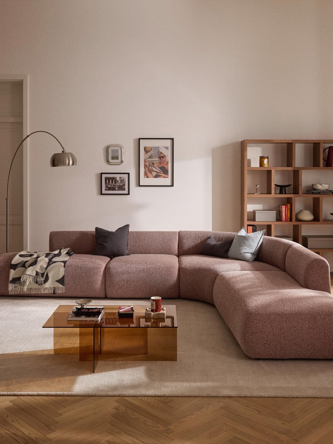 Sofia Modular Bouclé Corner Sofa (4-seater) — Smoke Grey