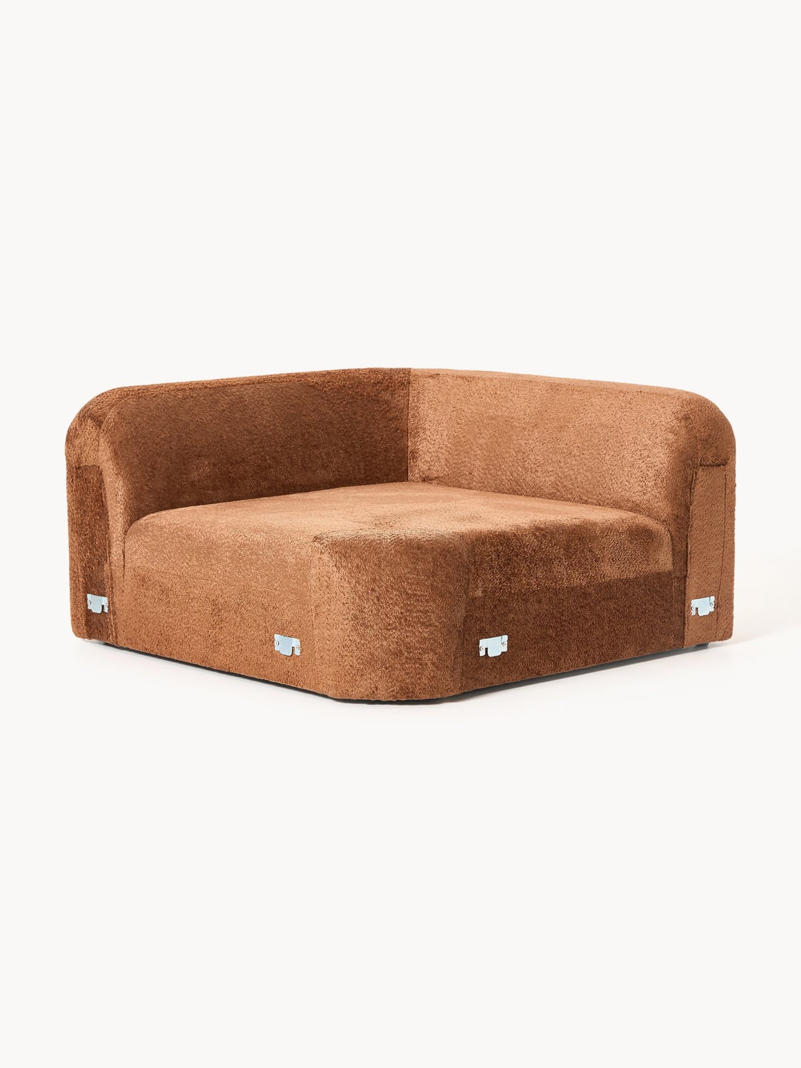 Wolke Round Teddy Bouclé Corner Module — Terracotta