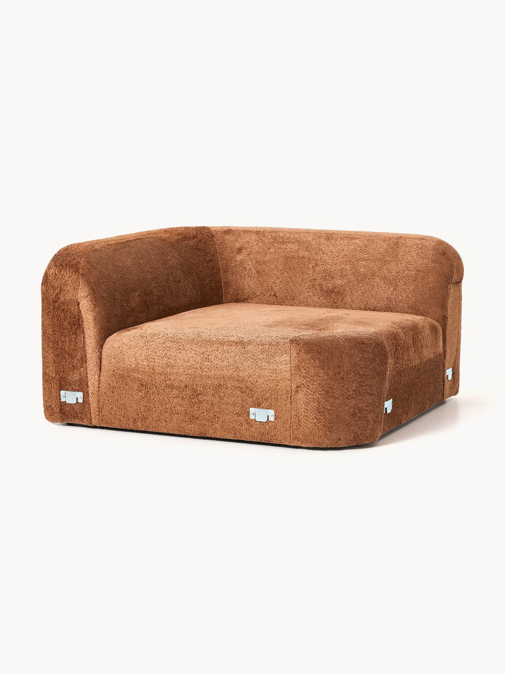 Wolke Round Teddy Bouclé Corner Module — Terracotta