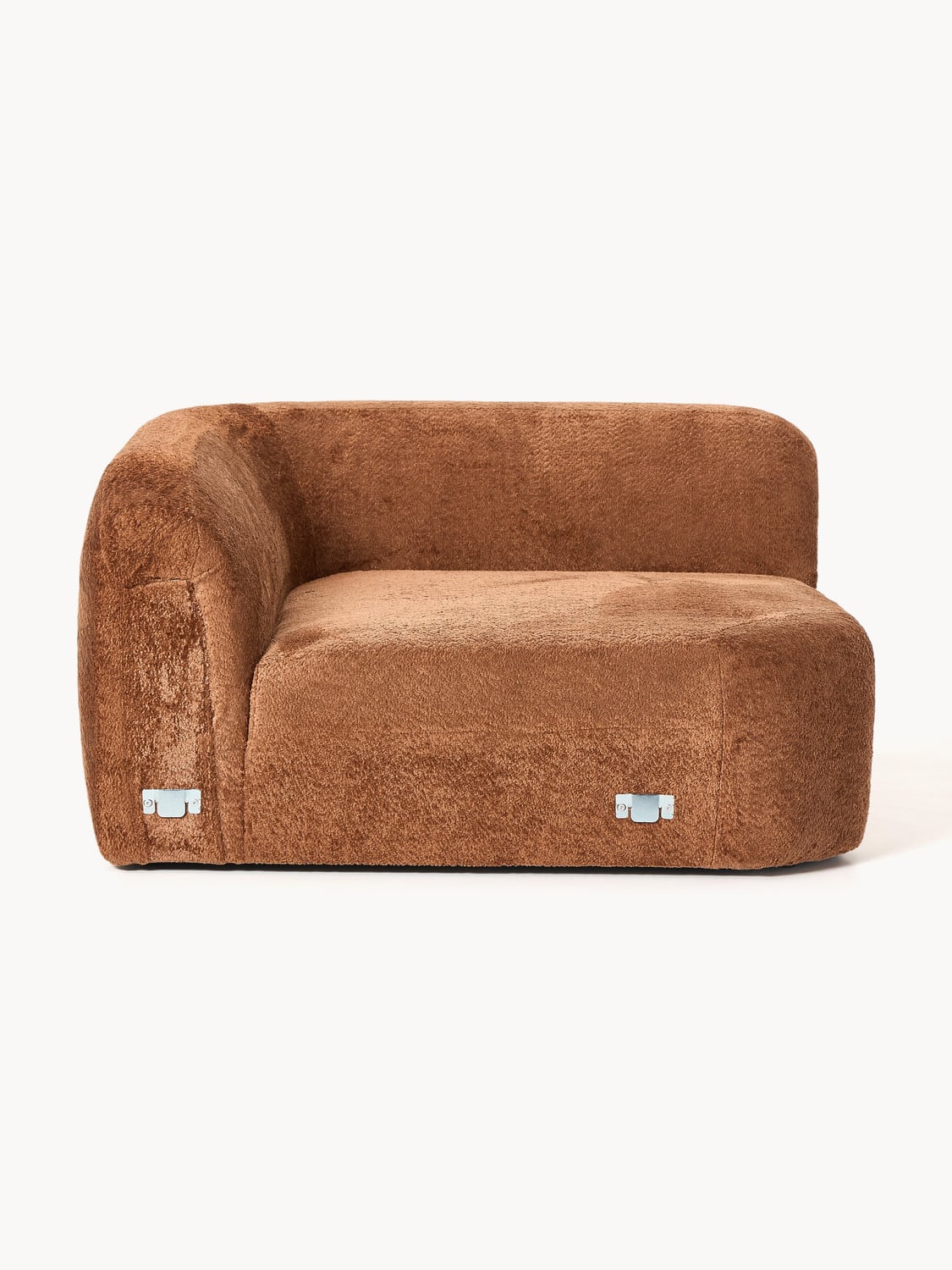 Wolke Round Teddy Bouclé Corner Module — Terracotta